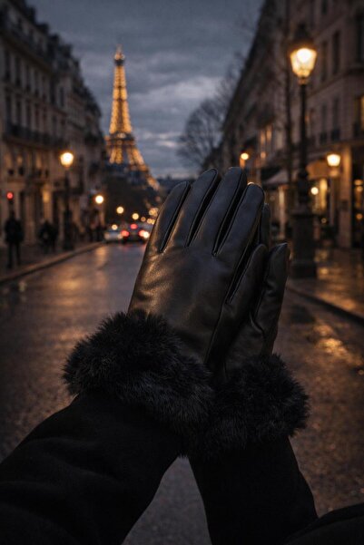 TREND Kürklü Dokunmatik Ekran Okuyuculu Deri Eldiven