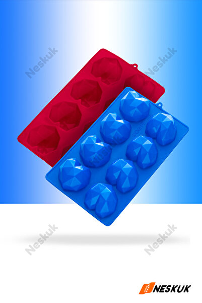 Neskuk 8 Pieces Crystal Heart Shaped Silicone Cake Pastry Ice Mold Chocolate ...