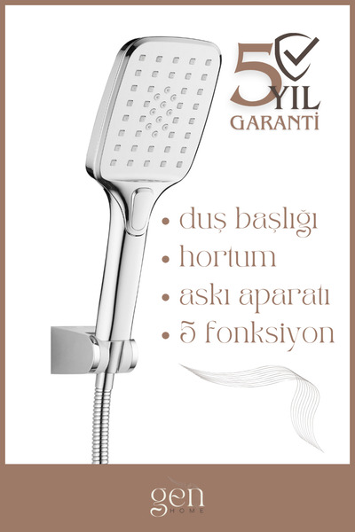 GenPlus Drom Harmoni Mafsallı Duş Seti - Duş Başlığı - Banyo Başlığı - El Duşu