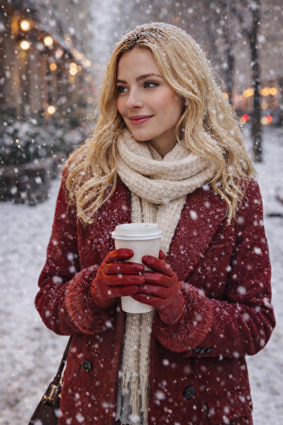 FİxTEKNO Peluşlu Derı ve SUET Eldıven - Isaret Parmak Kısmı Dokunmatık Ekran ...