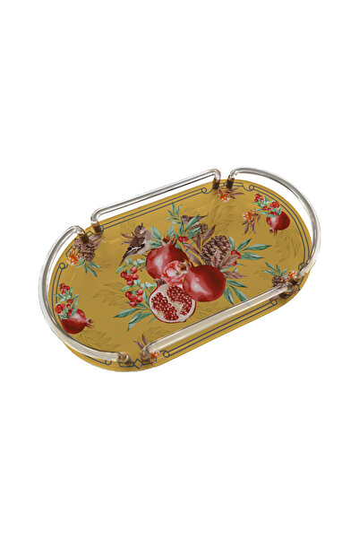 Sivella Pomegranate Yellow Oval Plexi Tray