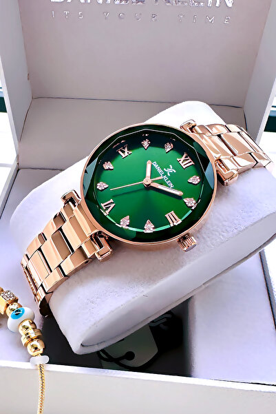 Daniel Klein ساعة يد نسائية من الزجاج المقطوع، مقاومة للماء، سوار فولاذي بلون...