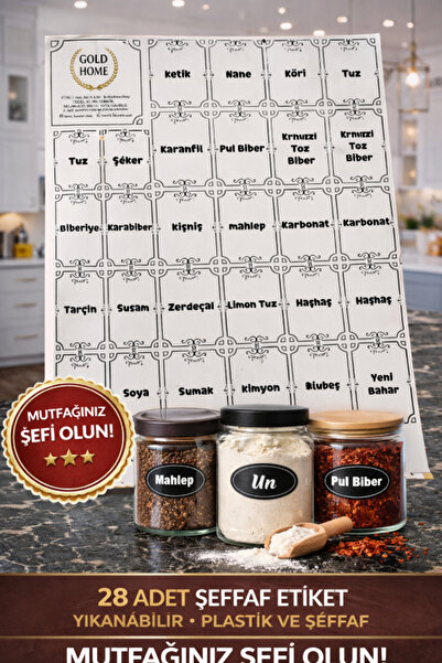 abenim Baharat Etiketi Kavanoz Stickeri Suya Dayanıklı 28 adet