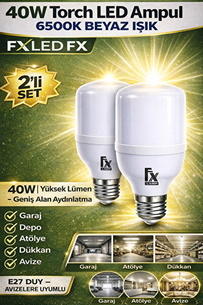 Ferled 40W Torch LED Ampul Beyaz Işık 6500K /Ferled FX /Yüksek Lümen Güçlü Aydınlatma /2 li Set