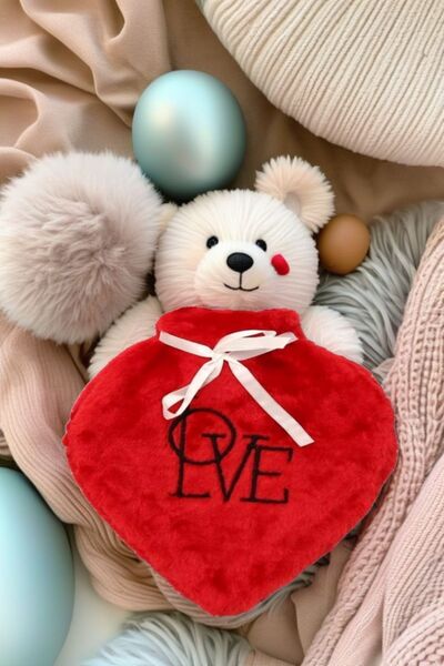 TOYFEST Hediyelik Kalpli Peluş Sıcak Su Torbası - Love, Termofor Sıcak Su Tor...