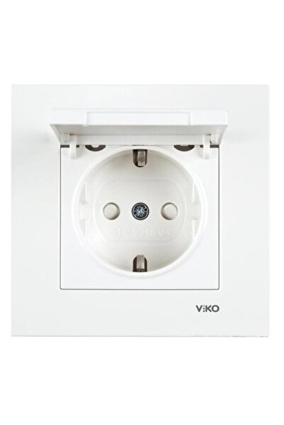 VİKO KARRE / MERIDIAN BEYAZ KAPAKLI TOPRAKLI PRİZ ÇOCUK KORUMALI