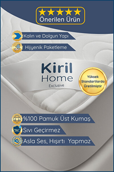 Kiril Home Premium Dolgun %100 Pamuk Yüzeyli Sıvı Geçirmez Fitted Full Kenar ...