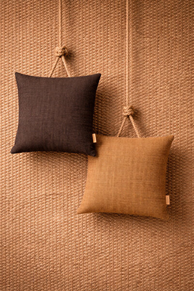 Alacastore Темно-кавовий сірий колір плетеної тканини 2 декоративні подушки Н...