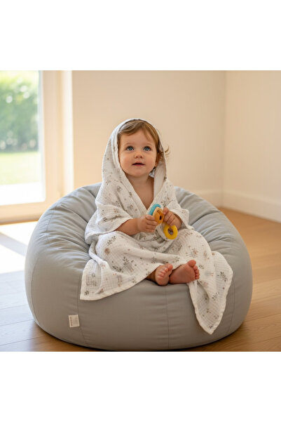 Elias Baby Bebek Havlusu Kurulama Havlusu Organik Müslin %100 Pamuklu Gots Se...