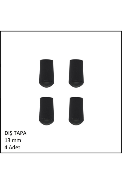 Adilon Pls Düz Tapa Dış, 13 Mm Sandalye Pabucu 4'lü Set