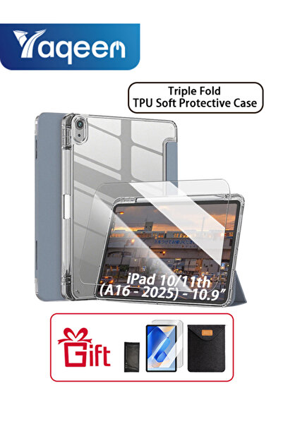 yaqeen حافظة شفافة ثلاثية الطي من البولي يوريثين الحراري مع فتحة للقلم لجهاز ...