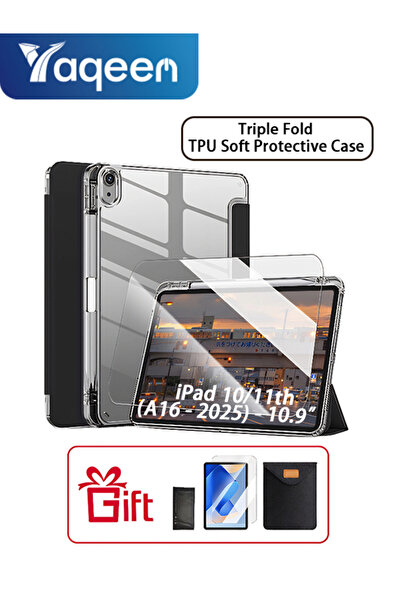 yaqeen حافظة شفافة ثلاثية الطي من البولي يوريثين الحراري مع فتحة للقلم لجهاز ...