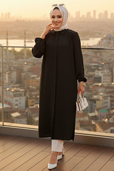 Neva Style فستان حجاب أسود بأزرار 41401S