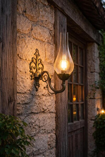 Solenza Antik Tasarım Gaz Lambası Aplik – Dekoratif Duvar Aydınlatma