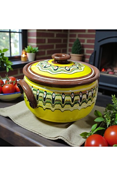 TROYAN 1868 100% Hand Painted Natural Healthy PotteryFull Glazed Casserole Tr...