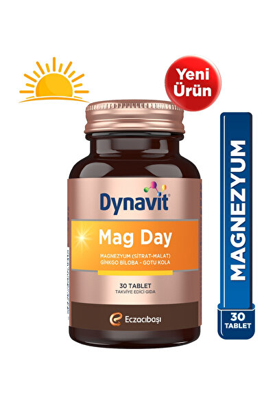 Dynavit Mag Day 30 Tablet - Sabah/Gündüz Magnezyum - Magnezyum Sitrat&Malat, ...