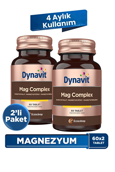 Dynavit Mag Complex 60 Tablet x2 – 200mg Magnezyum Kompleks 3lü Form (Malat-S...