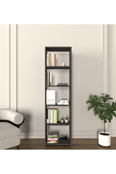 Mirobi Rubik 5 Raflı 40 Cm Dekoratif Kitaplık Antrasit Kitaplık Ofis Kitaplığ...