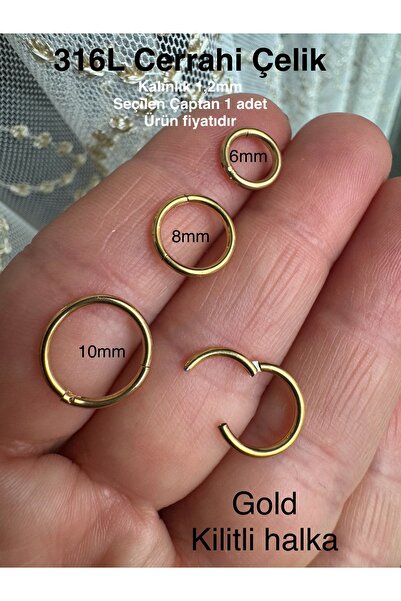Bylin Cerrahi Çelik Halka Piercing - Halka Çapı 8 Mm - 1 Adet