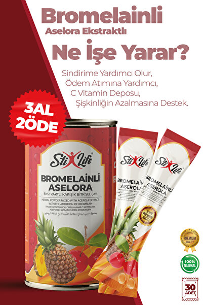 Bromelain ve Aserola İçeren Karışık Bitki Çayı