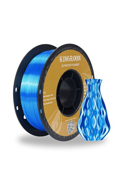 KINGROON Silk PLA Filament Mavi (Parlak Safir Mavi) - 1.75mm 1Kg - Ekstra Parlak