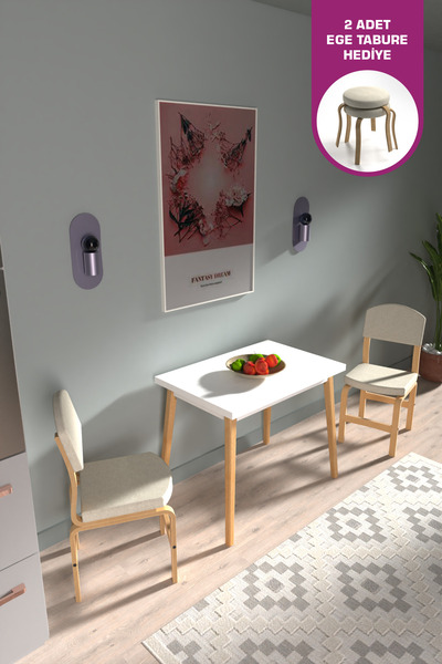 VİLİNZE Vilinze Ege Sandalye Avanos Ahşap MDF Mutfak Masası Takımı - 60x90 cm