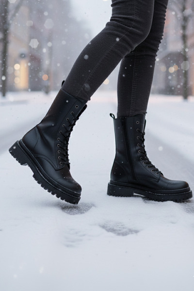 beelleshoe Kadın MATHİLDA Dikişli Postal Kalın Taban Bot