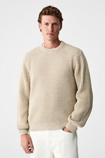 GRIMELANGE سترة كابلين للرجال برقبة دائرية وقصة عادية بلون الحجر