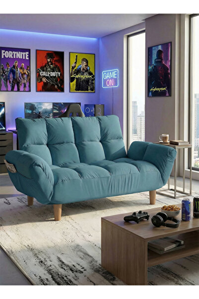 Taimi أريكة سرير قابلة للطي تتسع لشخصين، بمساند ذراعين وظهر قابلة للتعديل، لغ...