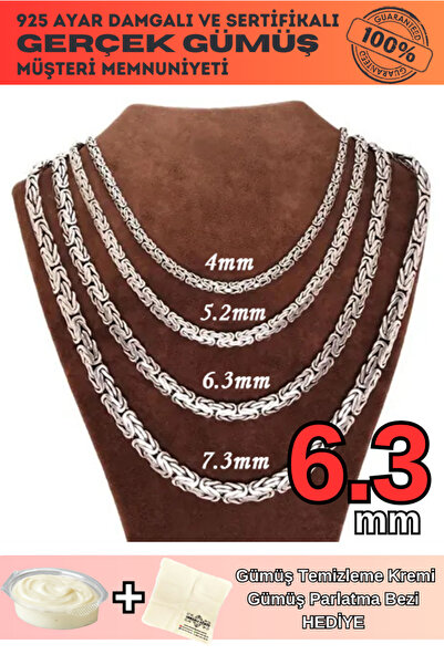 OSMANLI GÜMÜŞ 6.3mm Yassı Ezme Kral Model 925 Ayar Gümüş Erkek Kolye Zincir 1...