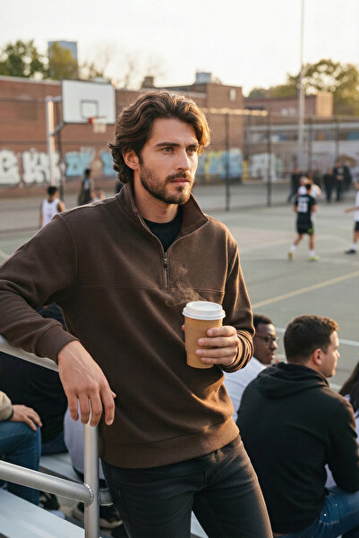 Buratti سترة رجالية من القطن بقصة عادية ونصف سحاب وياقة قائمة 456112