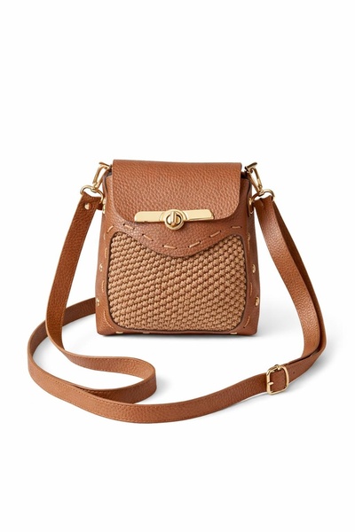 Mimoza Accessories Camel Color Shoulder Bag, Handmade Bag with Leather and Kn...