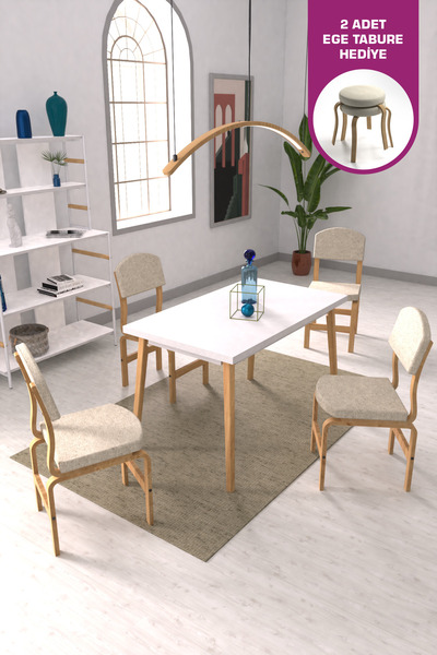 VİLİNZE Ege Sandalye Avanos Ahşap Mdf Mutfak Masası Takımı - 70x120 Cm