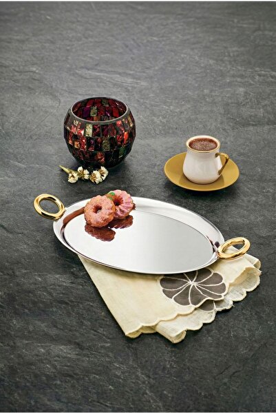 ÖZLİFE صينية شاي بيرلا ذهبية عادية