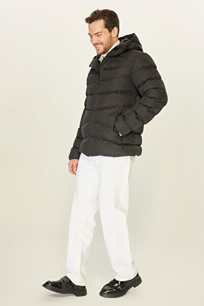 D1fference Men's Black Hooded Windproof Inflatable Winter Coats