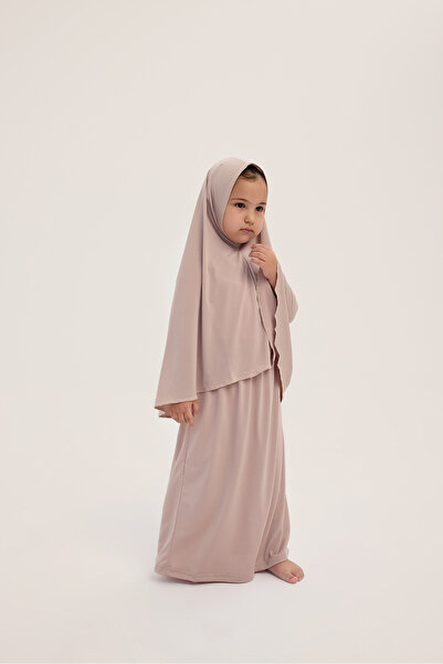 ALLNOORKİDS طقم صلاة إسلامي للفتيات من قطعتين باللون البودرة