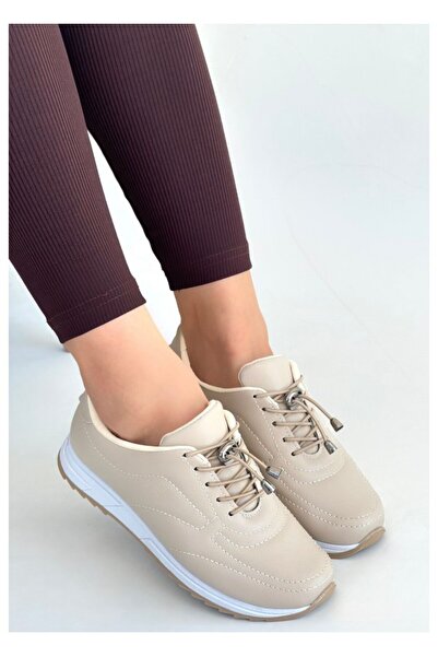 İNFİNİTE Yeni Sezon Ortopedik Kadın Sneaker Bej