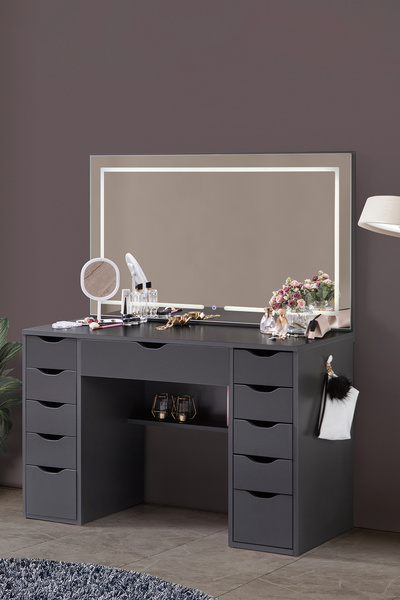 benim odam Diva Takı Düzenleyicili Full Led Dokunmatik Aynalı 11 Çekmeceli Ku...