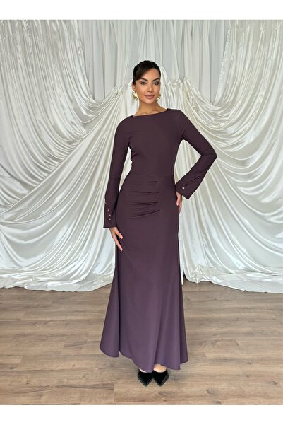 Nesil Kol Düğme Detaylı Çan İnen Beli Oturan Uzun Boy Günlük Özel Gün Marbell...