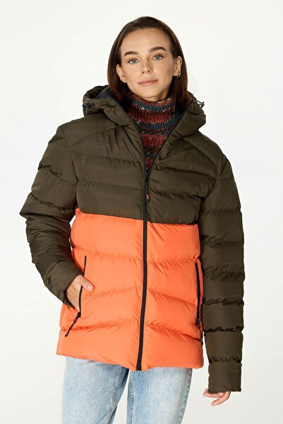 QAWWA Kadın Kışlık Şişme Mont Sıcak Tutan Dolgu İçi Astarlı Su İtici Rüzgar G...