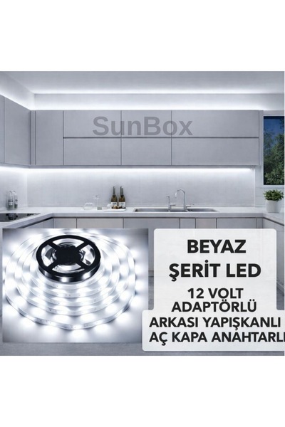 Sunbox Mutfak dolabı tezgah üstü Tam set 5 metre Beyaz aç/kapa butonlu