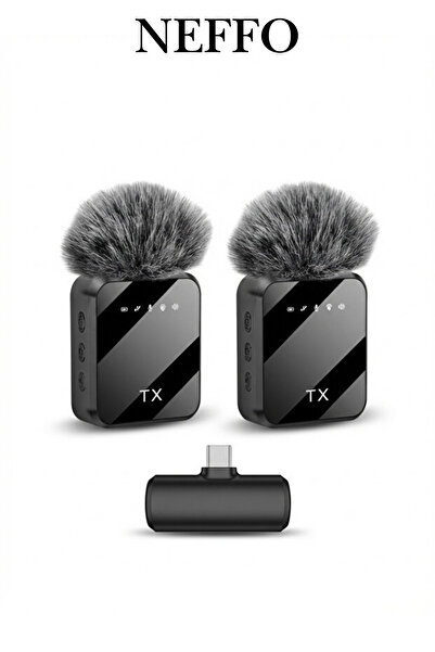 NEFFO Çiftli Kablosuz Yaka Mikrofonu – Lightning Girişli, Gürültü Önleyici, C...