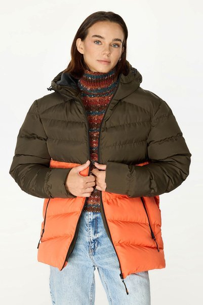 QAWWA Women's Winter Puffer Jacket, Heat-Retaining Padded, Lined, Water-Repellent, Windproof Hooded Sports Jacket