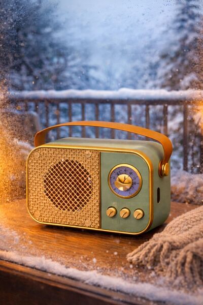 Zineets Nostaljik Radyo Fm Ahşap Görünümlü Bluetooth Hoparlör Siyah Renk Vint...