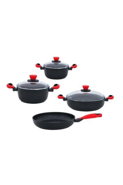 Leggno Colorgy Titanium Cookware Set 7 Piece Red Handle