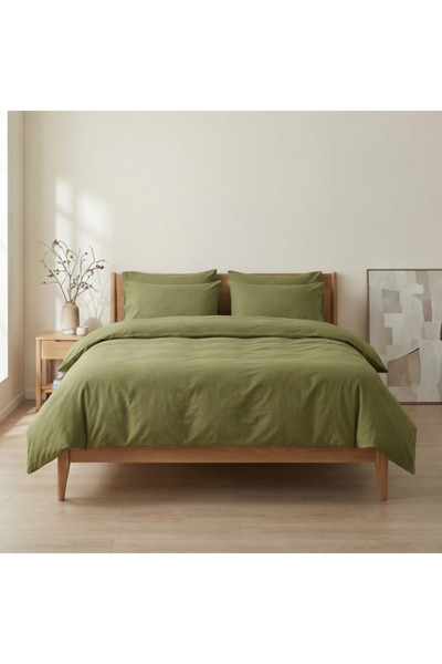 Prime Sleeks طقم غطاء لحاف مزدوج 100% قطن 200x220 سم، طقم ملاءات جاهزة، أخضر ...