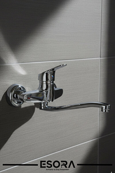 ESORA صنبور حوض المطبخ المتحرك من الكروم على الحائط من الأسفل