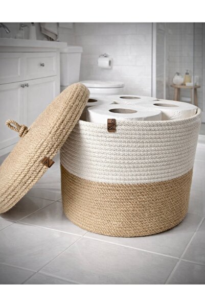 Naspar Кошик для туалетного паперу з кришкою на 8 рулонів, багатофункціональн...