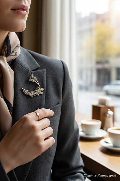 FAYRA ACCESSORIES Çift Lale Figürlü Broş