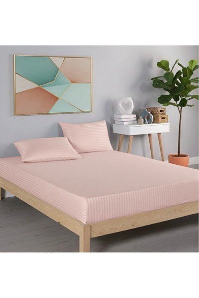 Marlenka Home Tex Striped Cotton Satin Fitted Bed Sheet Set